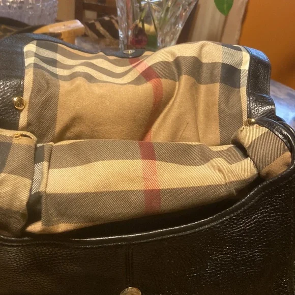 Burberry double flat black leather checkered purse - Picture 6 of 10